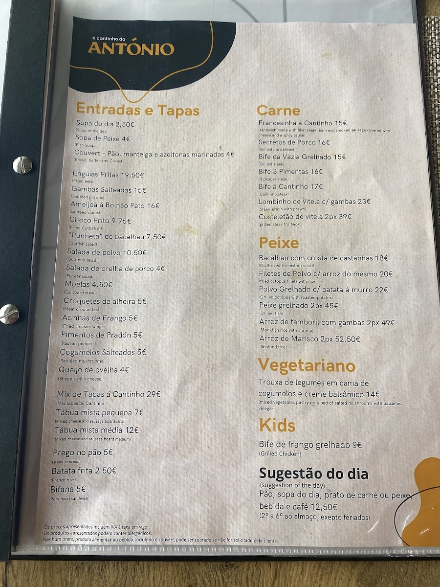 Menu Antonio's Spot-1